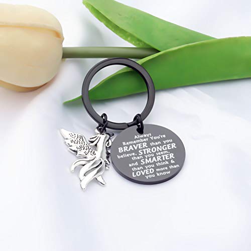 BAUNA Phoenix Keychain Rising Phoenix Bird Pendant Youre Braver Than You Believe