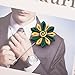 4.5cm Ribbon Fabric Flower buttoniere Suit PIN, Handmade brooch pin Men's Lapel Pin, Groom's Pin, Gift For Father's Day, Anniversary Gift Idea (Green Mix Yellow LIGHT STAR)