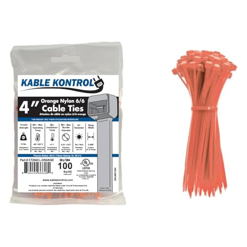 Image of 4 inch Color Cable Ties, 18 lb. Test, (100 Pack - All One Color) (Orange)