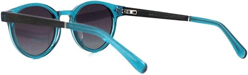 Miniatura 6 de Gafas de sol redondas azules transparentes para hombres o mujeres, lentes polarizadas grises degradadas, lentes rectas. varillas de madera, ligeras,