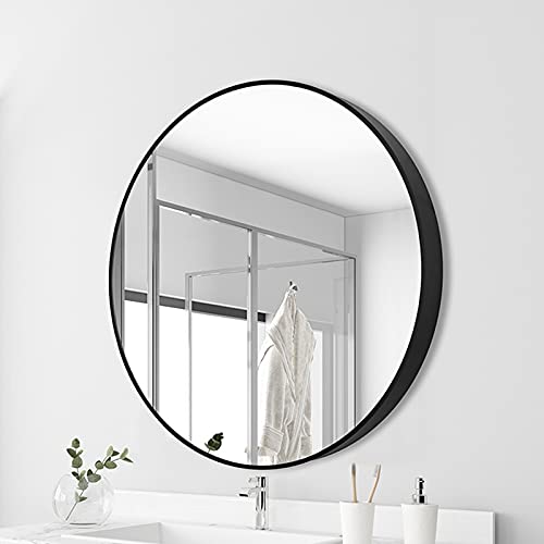 Round Mirror Wall Mounted, 32'' Round Bathroom Mirror, Style All-Match, Metal Wire Drawing Process, Modern Art Circle Frame Wall Mirror, Compatible with Living Room Bathroom Bedroom ，for Bathroom