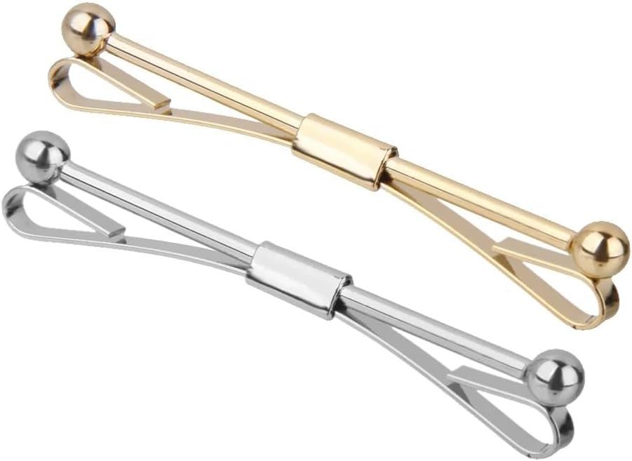 2 Piece Necktie Shirt Tie Collar Pin Clip Clasp Bar Brooch Men Accessory for Anniversary Party