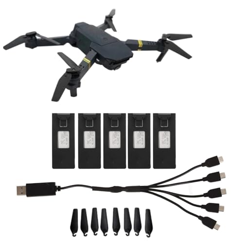 Lausixy 5Pcs Drone Lithium Battery, 3.7V 1800mAh RC Drone Lithium Battery for E88 E88PRO LsE525 E525 PRO, with 5 in 1 Charging Cable