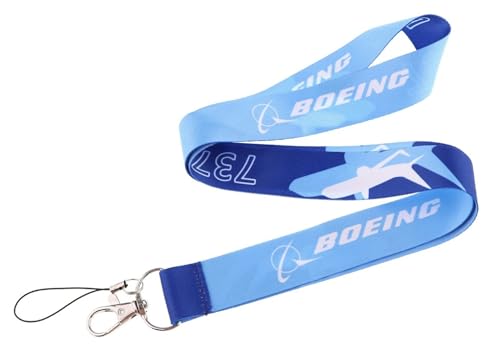 Pinstant Boeing 737 Airplane Jumbo Plane Aviation Space Flight Aircraft Airline 17.7" Neck Lanyard Keychain Holder ID Badge Mobile Phone Pin Strap