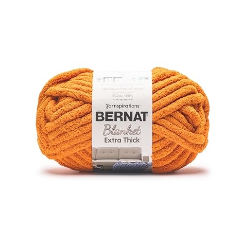 Image of Bernat Blanket Extra Thick Burnt Orange Yarn - 1 Pack of 600g /21oz - 100% Polyester - #7 Jumbo - 72 Yards - Knitting /Crochet