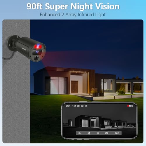 Image of 【2-Way Audio & 4K Ultra HD】 Outdoor Wired Security Camera System, Wired Cameras for Home Security, POE Video Surveillance Systems
