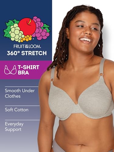 Image of Fruit of the Loom Women's Smooth Cotton T-Shirt Bra - Ultra-Soft, Flexible, and Invisible Under Tees