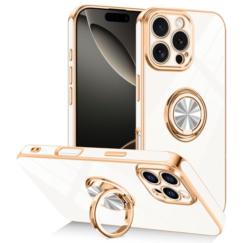 Protection intégrale iPhone 16 Pro Max antichoc coque blanche avec anneau voiture