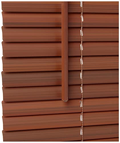 Image of Cordless Room Darkening Mini Blind - 43 Inch Width, 64 Inch Length, 1 inch Slat Size - Mahogany - Cordless GII Deluxe Sundown Horizontal Windows Blinds for Interior by Achim Home Decor