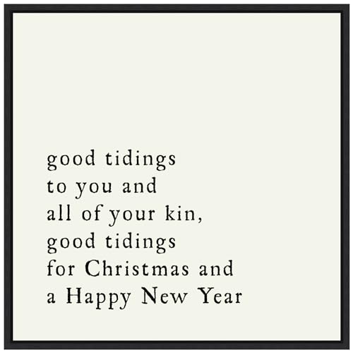 Amanti Art Framed Canvas Wall Art 30x30 Good Tidings Portfolio, Framed Wall Art Canvas, Typography Artwork, Modern Decor, Large Poster Painting for Living Room, Bedroom, Bathroom,