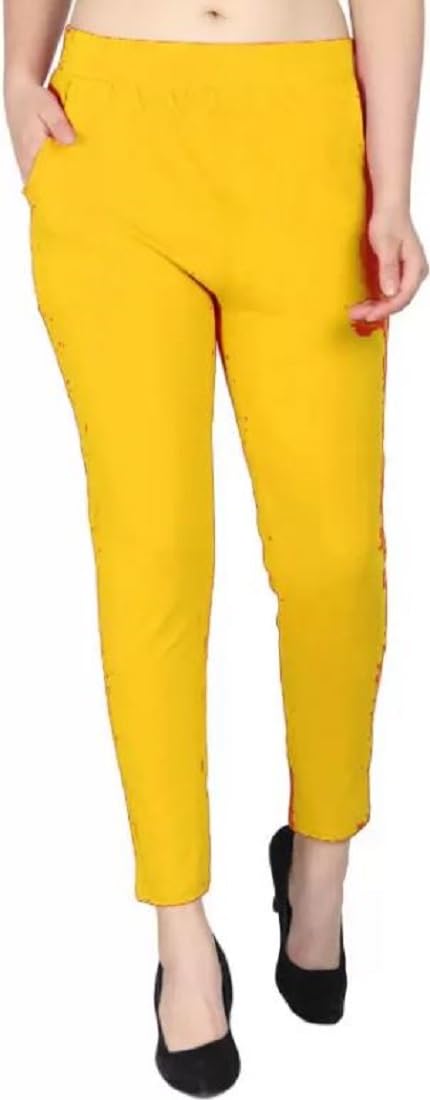kanna fabric Women's Ankle Length Legging's with 2 Side Pockets (Free, Yellow)-picture-44
