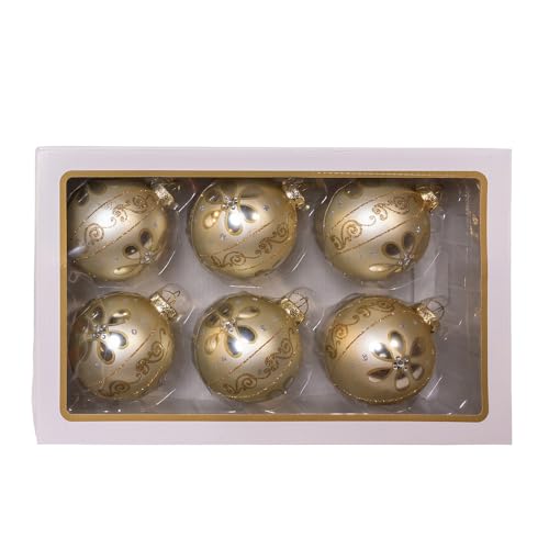 Kurt Adler 80MM Glass Light Gold Ball Ornaments...