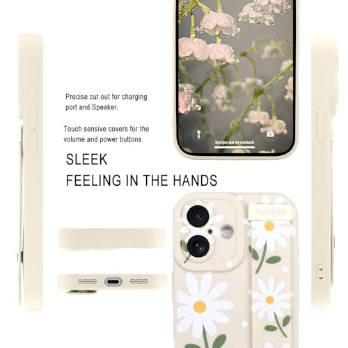 MOWIME Compatible with iPhone 17 Case with Finger Strap, Cute Daisy Floral Shockproof Soft TPU Protective Cover for Women Girls, Slim Anti Scratch Case for iPhone 17 6.3 Inch, White by MOWIME - Used condition - Image 5