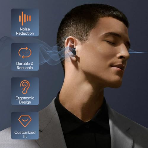 Ear Plugs for Sleeping Noise Cancelling,Comfy Reusable Silicone Earplugs for Noise Reduction, Hearing Protection Ear Plugs for Sleep, Focus, Noise Sensitivity - Thumbnail 7