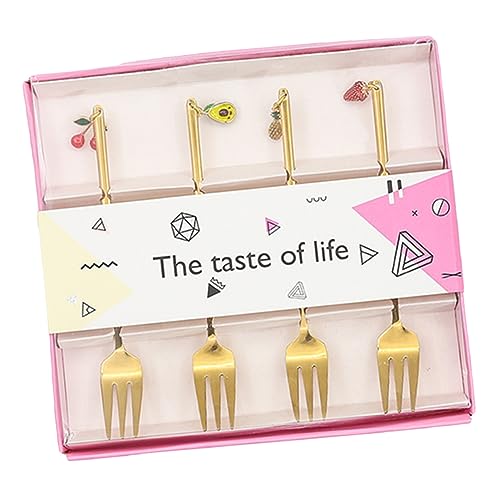 OFFSCH 4Pcs Stainless Steel Fruit Forks Chic Mixing Forks for Desserts Mirror Polished Tableware for Restaurants Home Use Stylish Fruit Pendant Decor