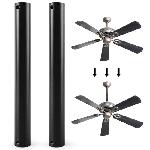 Verdanzia 2 Pcs Ceiling Fan Downrod, 12 Inch Black Ceiling