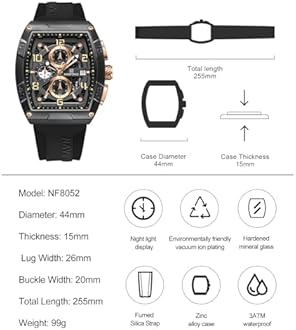 NAVIFORCE Watches for Men Quartz Chronograph Fashion Watch,Colorful Silicone Band,with Auto Date Waterproof Women Wrist Watch,Gift
