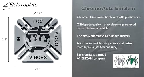 Image of Elektroplate Knights Templar Cross and Crown Chrome OEM Chrome Emblem for Cars, Trucks, and All Auto | Universal Fit at 2.6 inch x 2.6 inch | Weatherproof