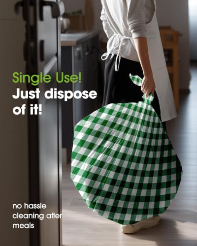 Image of Pureegg Premium Use and Throw Table Covers 10 Pack 54x108 Inch Black for Rectangular Tables, Green Plaid