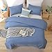 ROSGONIA Queen Comforter Set Slate Blue, 3pcs Queen Size Comforter(1 Boho Blue Comforter & 2 Pillowcases) All Season Lightweight Bedding Blanket Quilt
