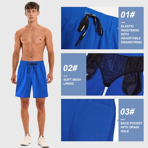 Image of HOdo Mens Swim Trunks with Mesh Liner 9 inch Quick Dry Swim Shorts Bathing Suits for Men Swimwear Board Shorts wiht Pockets