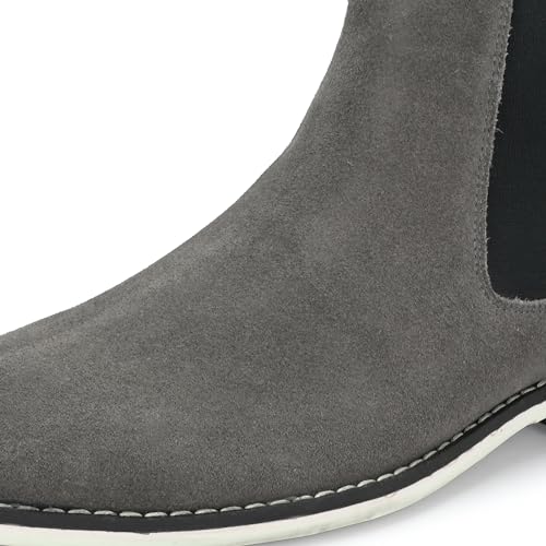 Image of Blue Leather By Centrino Genuine Leather Men's Formal and Casual Leather Boots | Versatile and Sophisticated Chelsea Boots for Every Season | Fashionable Elegant Boots for Any Occasion (3964)