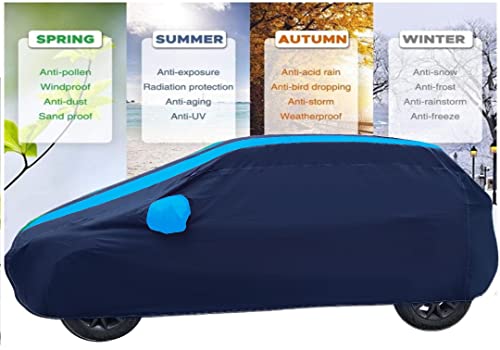 Image of Auto Hub Car Cover Compatible with Maruti WagonR (Model : 2019-Till Date) with Mirror Pocket, Weather Proof, Triple Stitched, WagonR Car Cover- Navy-Blue