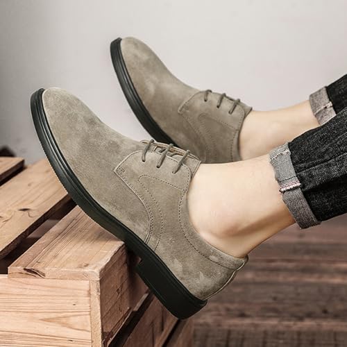 Men's Suede Low Heel Lace-Up Classic Oxford Shoes Retro Round Toe Comfortable Non-Slip Business Work Driving Formal Derby Shoes4