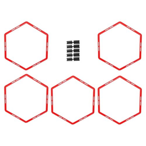 rockible 5Pcs Agility Training Rings Exercise Rings Set Home Gym Training Rings 50cm, Red
