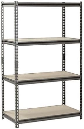 Muscle Rack 4-Shelf Steel Shelving, Silver-Vein, 18" D x 36" W x 60" H