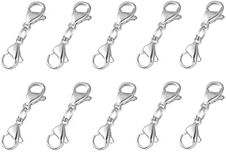 10 Pieces Silver Double Lobster Clasps Mini Bracelet Clasps Replacement Lanyard Snap Hook,Metal Lobster Claw Clasps for DIY Jewelry Making Bracelet Crafts