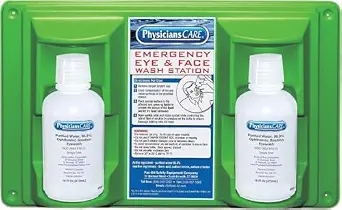 PhysiciansCare Wall-Mountable Eyewash Station with 2 Bottles of 16 oz Eye Wash Solution
