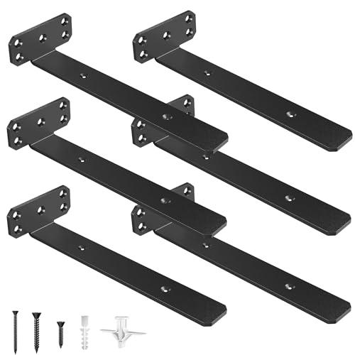 SKYSEN 30cm Regalhalterung 6 Stüke Schwebende T-Form, Robuste Metall-T-Halterungen Wandbehang als Regale, Unterstützung, Schwerlast Regalwinkel, Regalhalt Wandkonsole für Küche, Garage, Schwarz SKYSEN 30cm Regalhalterung 6 Stüke Schwebende T-Form, Robuste Metall-T-Halterungen Wandbehang als Regale, Unterstützung, Schwerlast Regalwinkel, Regalhalt Wandkonsole für Küche, Garage, Schwarz