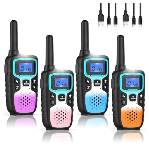 Wishouse Walkie Talkies for Kids Adults Long Range Rechargeable,Birthday Gift for 4-12 Year Old Girls Boys,Camping Gear Toys with Flashlight,SOS Siren,NOAA Weather Alert,VOX,Easy to use 4 Pack