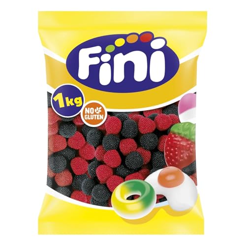 Gominolas Sabor Mora FINI 1kg | Caramelos de Goma Afutados | Golosinas para Candy Bar, Tartas de Chuches y Eventos | Formato Ahorro Familiar