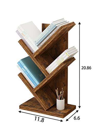 Lydia88 Tree Bookshelf,4-Layer Floor Standing Bookshelf,The Desktop Bookshelf Can Hold Books,Magazines, Cds And Photo Albums,Desktop Organizer,Office Storage Rack Real Wooden Bookshelf thumb #2