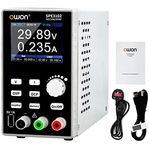 OWON 3102 DC Power Supply Variable, 200W,30V /10A Adjustable Switching Regulated High Precision with USB Port Output Enable/Disable Button Digital Bench Lab Power Supply Cover