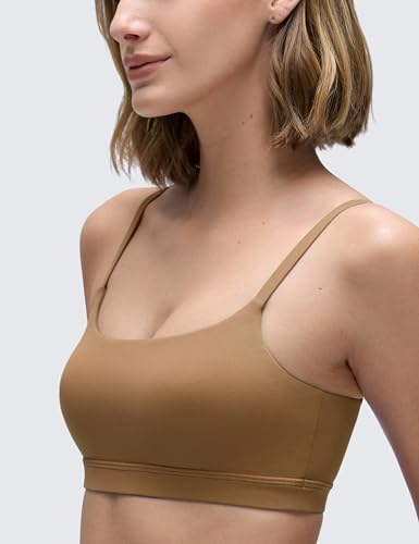 Image of CRZ YOGA Butterluxe Scoop Neck Sports Bras | Light Support, Removable Pads, Yoga, Extremely Soft, U Back, Adjustable Spaghetti Straps, for Women
