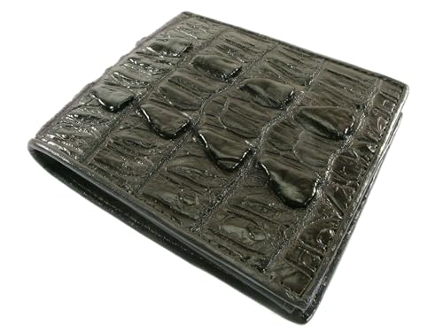 Genuine Crocodile Alligator Tail Skin Leather Slim Bifold Men's Wallet ([A8] - 7 Card Slots + 1 ID Window + 2 Compartments for Bills, Chocoalte Brown)