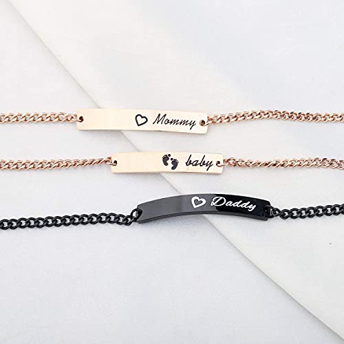Image of WUSUANED Sn&Daughe&Mommy Bracelet Baptism Bracelet Mom Family Bar Bracelet Set Gift for New Mom&Newborn