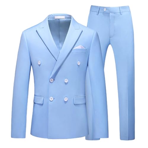 Cambkatl Men's 2 Piece Blazer Outfits Slim Fit Double-Breasted Suit Jacket Sport Coat and Pants Wedding Prom Suits