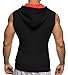 LemonGirl Men's Bodybuilding Sleeveless Hoodie Gym Tank Top Blackred