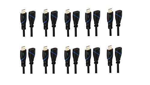 Image of C&E CNE518473 HDMI Extension Cable Male to Female (Pack of 10, Black)