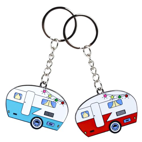 Drokenle 2 Pack Camper Keychain, RV Camper Keyring Couples Camping