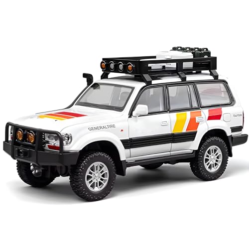 Image of Tivota Land Cruiser LC80 1:24 Diecast Metal Car - Openable Doors, Sound&Light, Pull Back Action,Collectible Toy Car for Kids - Durable & Realistic Model Collectors (White)