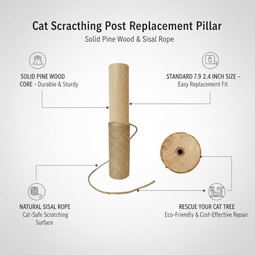 Poste para Rasguñar Gatos Repuesto con Núcleo Madera Pino miniatura 4