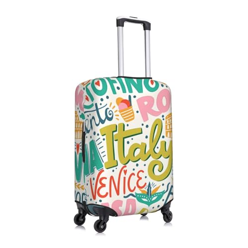 Spandex Travel Luggage Cover Suitcase Protector Bag,Around The World Italy Dust-Proof Fits 18-32 Inch Luggage, Baggage Covers For Kid And Adult,Large3