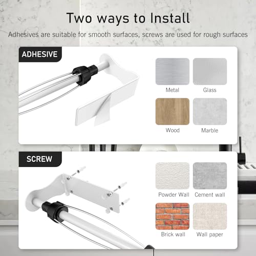 Image of SetSail Paper Towel Holder, Paper Towel Holder Under Cabinet with Adjustable Damper Easy Tear Wall Mount Self-Adhesive or Drilled for Kitchen Bathroom, White