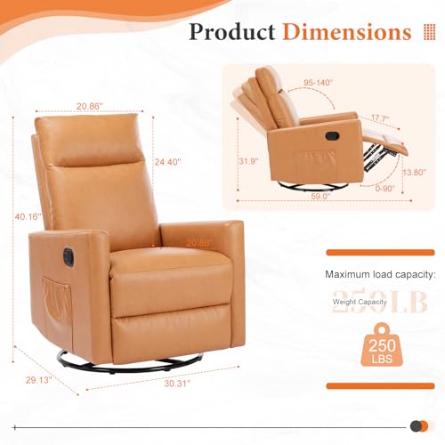 image for Sweetcrispy Recliner Chair, 360 Swivel Rocker Chair for Adults, Glider