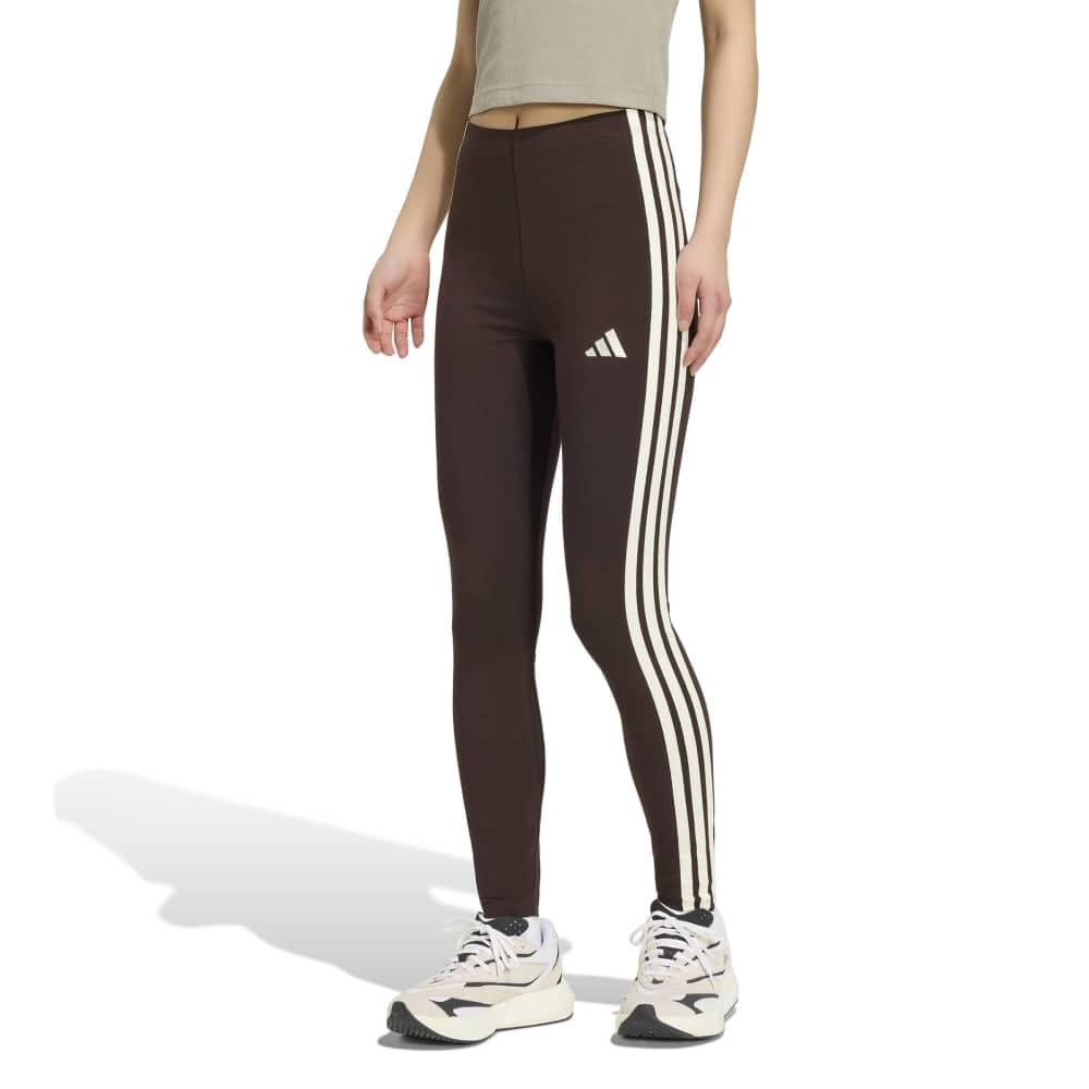 adidas Women's Essentials 3-Stripes Cotton Leggings Tights, Aurora Coffee/ivory, XS